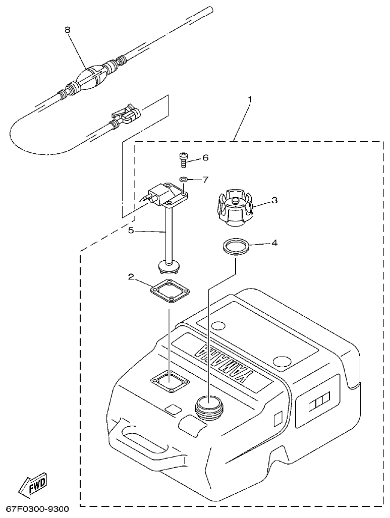 Yamaha F6A, F6B, F8C FUEL TANK 2 parts diagram